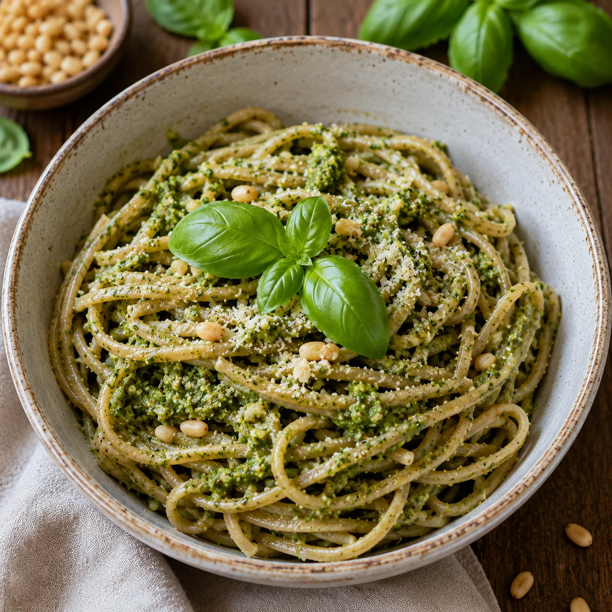 Pâtes complètes au pesto